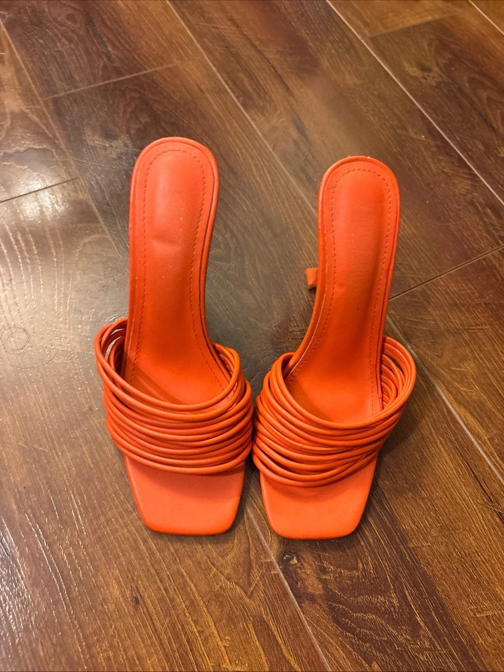 Cape Robbin Mexmon| Women's Orange Strappy  Heels Open Toe Stilettos Sz 7